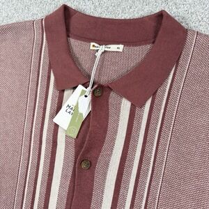 NEW Marine Layer Ethan Sweater Button Down Withered Stripe Knit Polo Men's XL